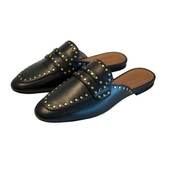 Coach Black Leather Gold Stud Mule (G2667) Women's Size 5.5 B NWOB - Picture 2 of 7